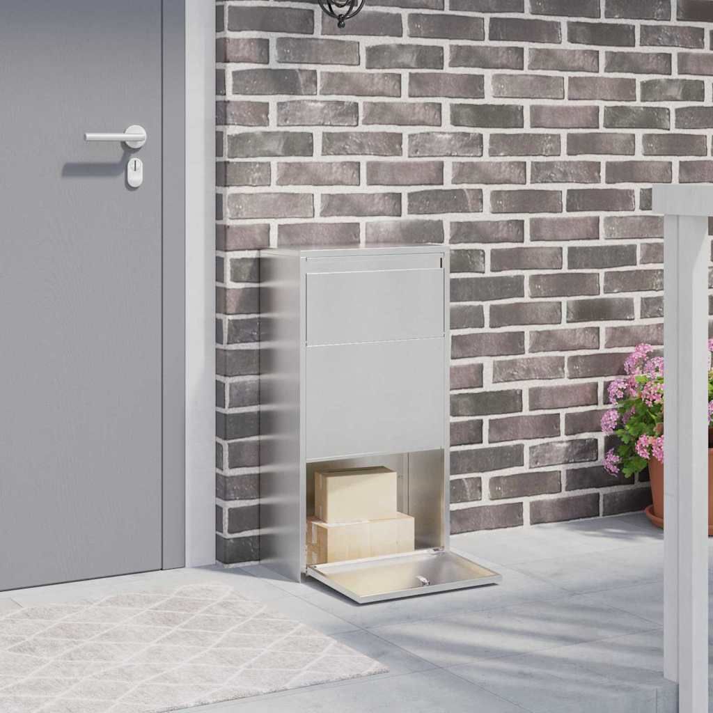 Paketdrop-Box mit Speicher Silber 44 x 22 x 82 cm Edelstahl