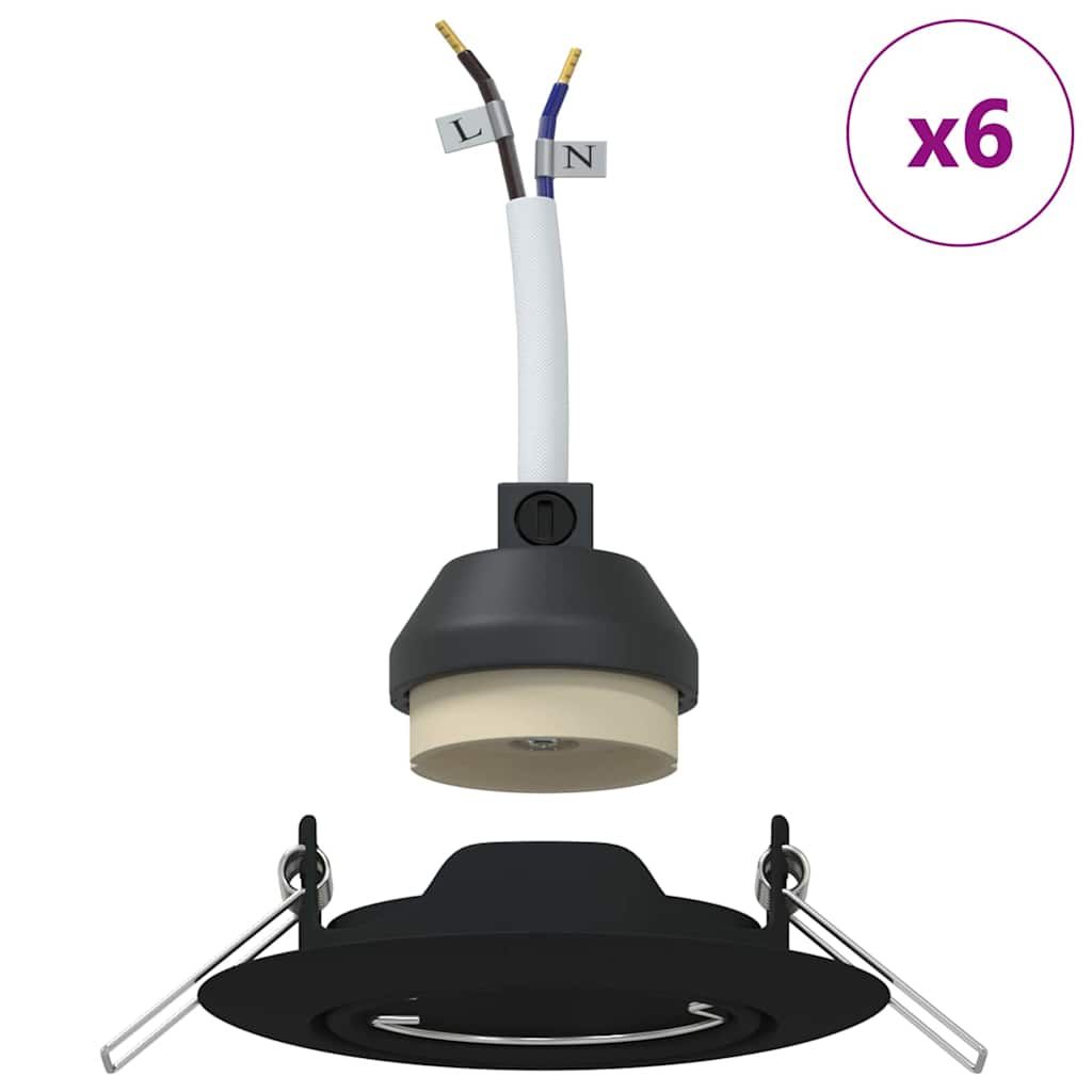 Spotlight 6 stk. Schwarz 9 x 9 x 2,5 cm Metall