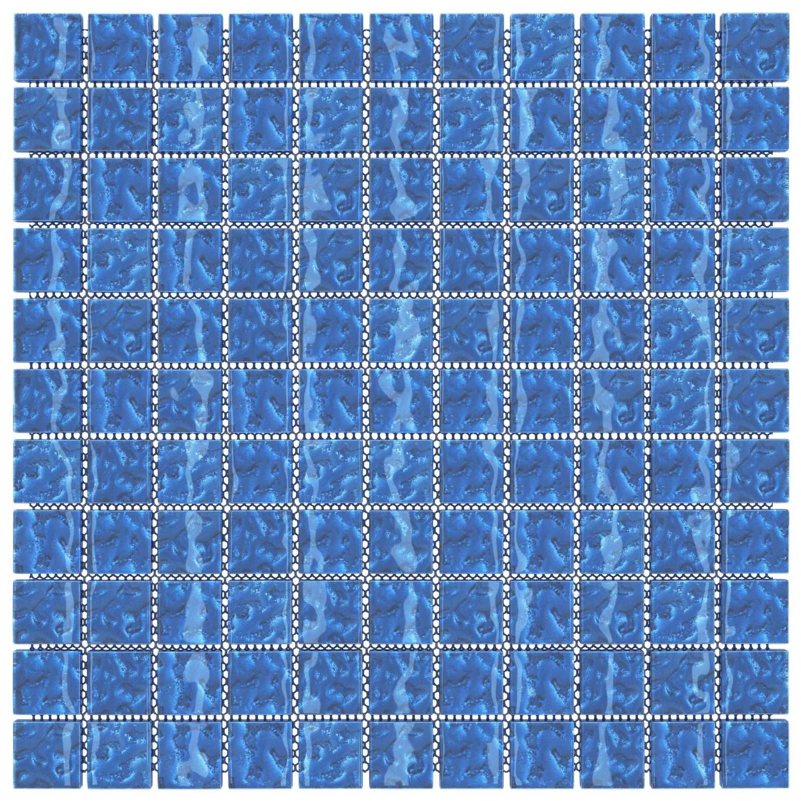 Mosaikfliese 11 pcs Blau 50 x 50 cm Glas