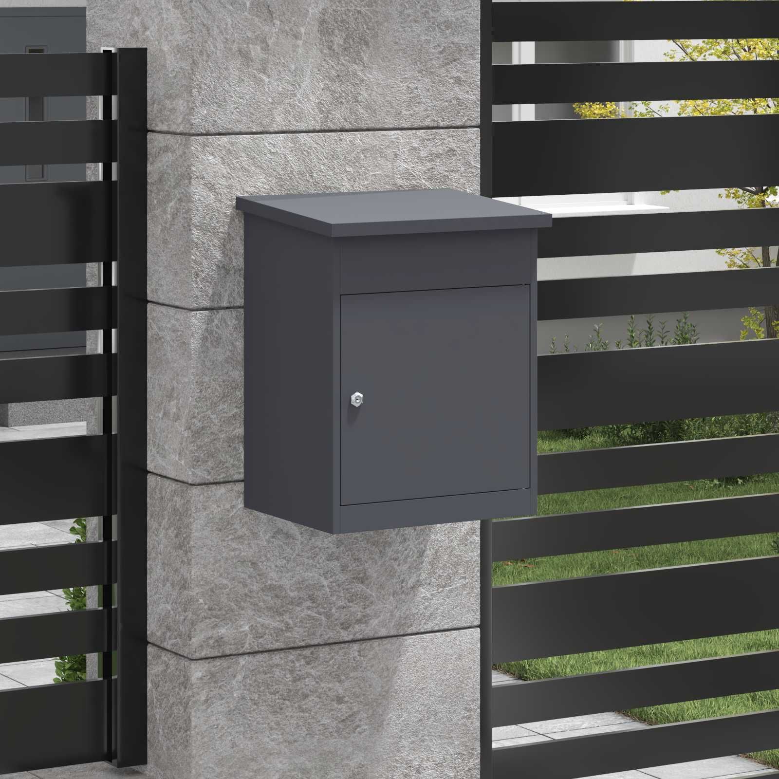 Paketdrop-Box mit Speicher Anthrazit 47,5 x 38 x 59 cm Stahl