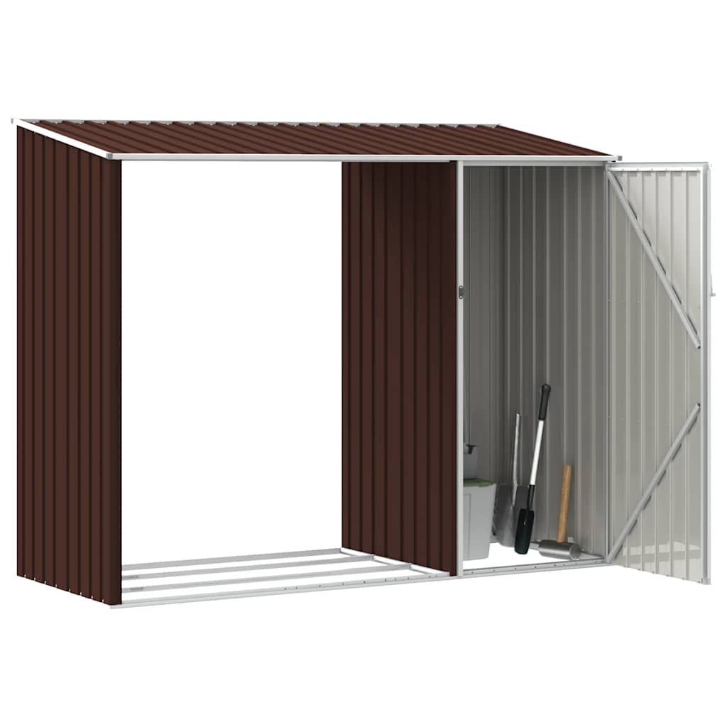 Garten Brennholzlager Braun 245x98x159 cm Verzinkter Stahl