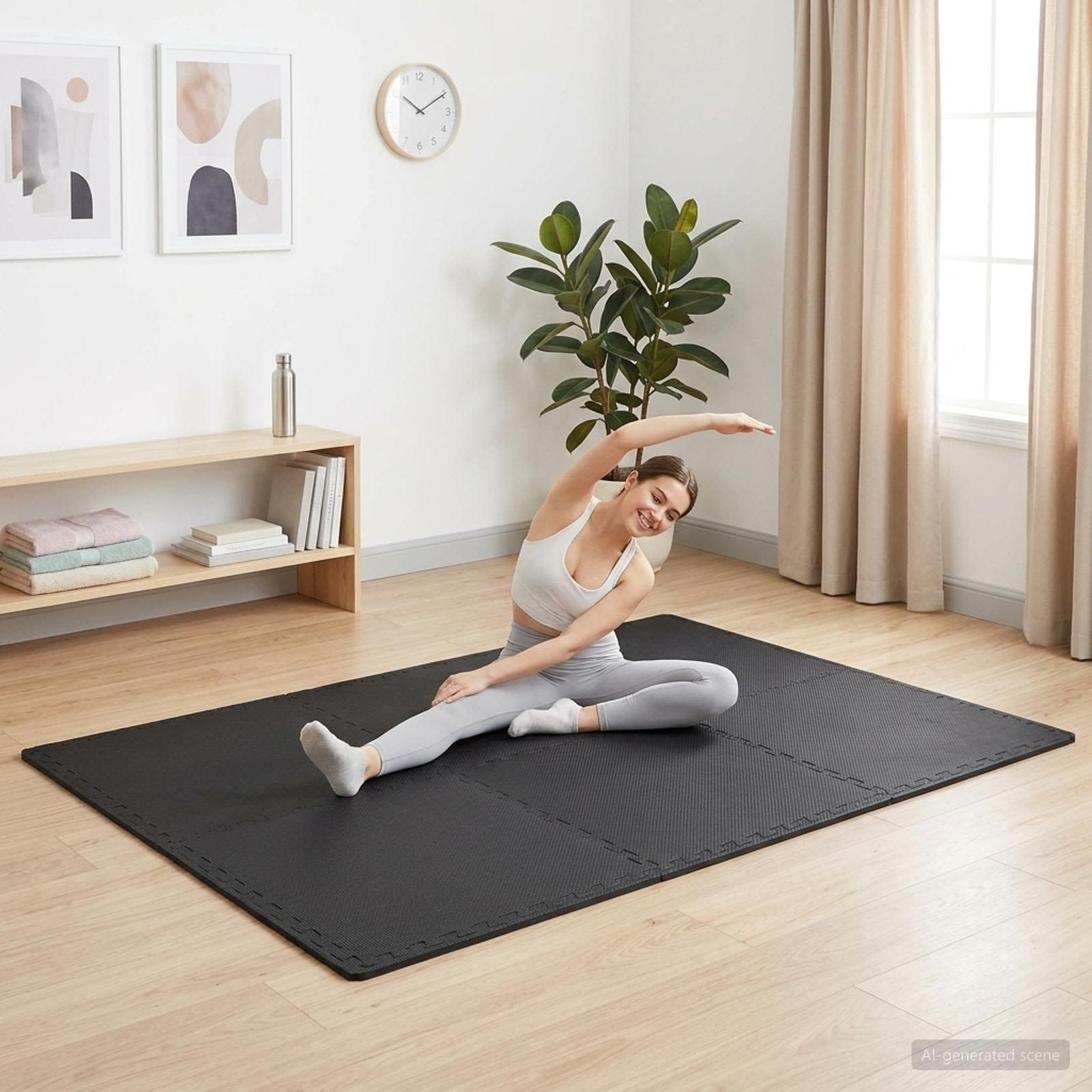 Pool Bodenschutzmatte 24 stk. Schwarz 8,64 ㎡ EVA-Schaum