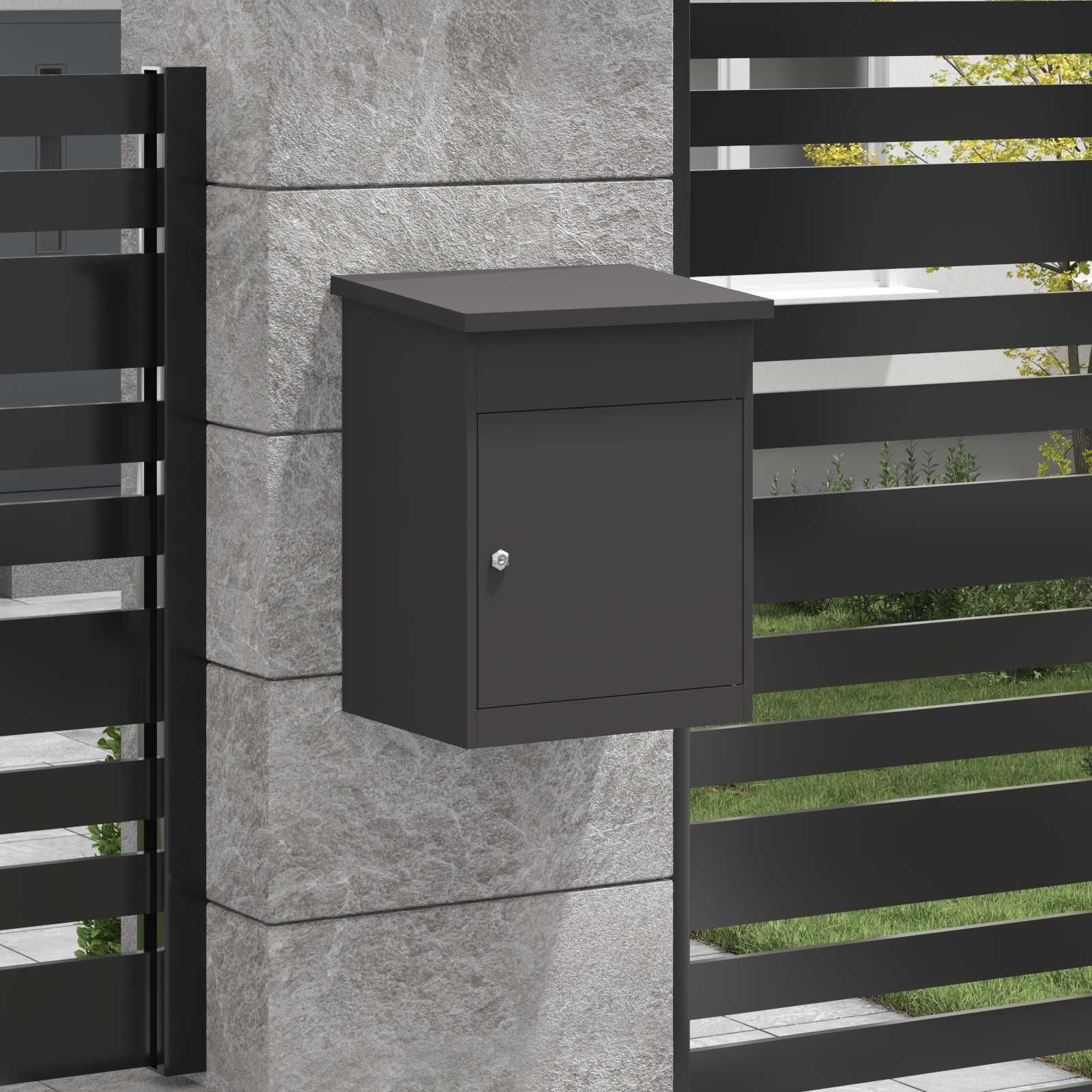 Paketdrop-Box mit Speicher Schwarz 47,5 x 38 x 59 cm Stahl