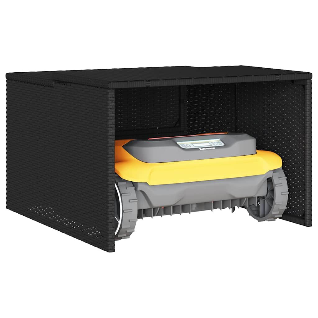 Mähroboter-Garage Schwarz 86x90x52/57 cm Poly Rattan