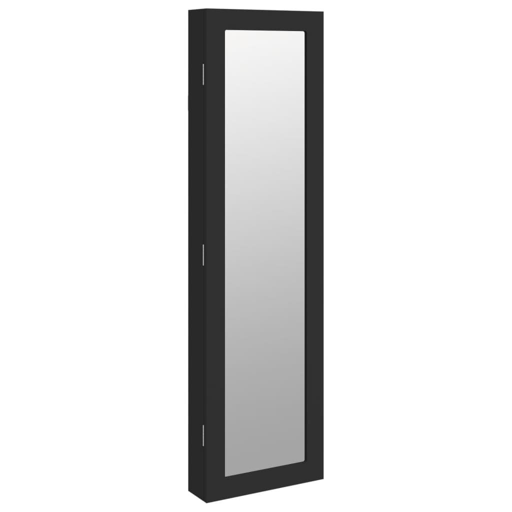 Schmuckschrank mit Spiegel Wandmontage Schwarz 30x8,5x106 cm