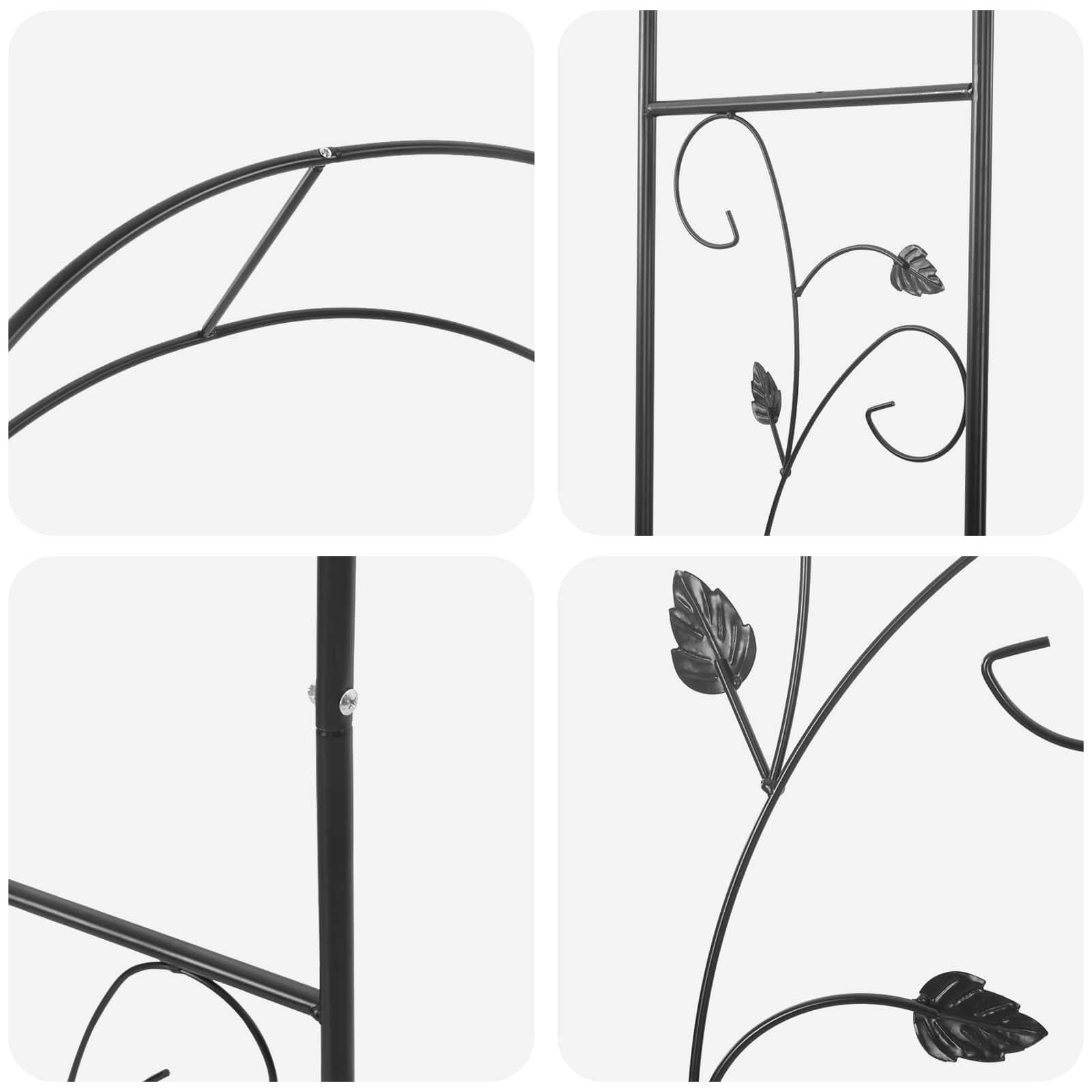 Gartenbogen Floral Schwarz 115 x 37 x 231 cm