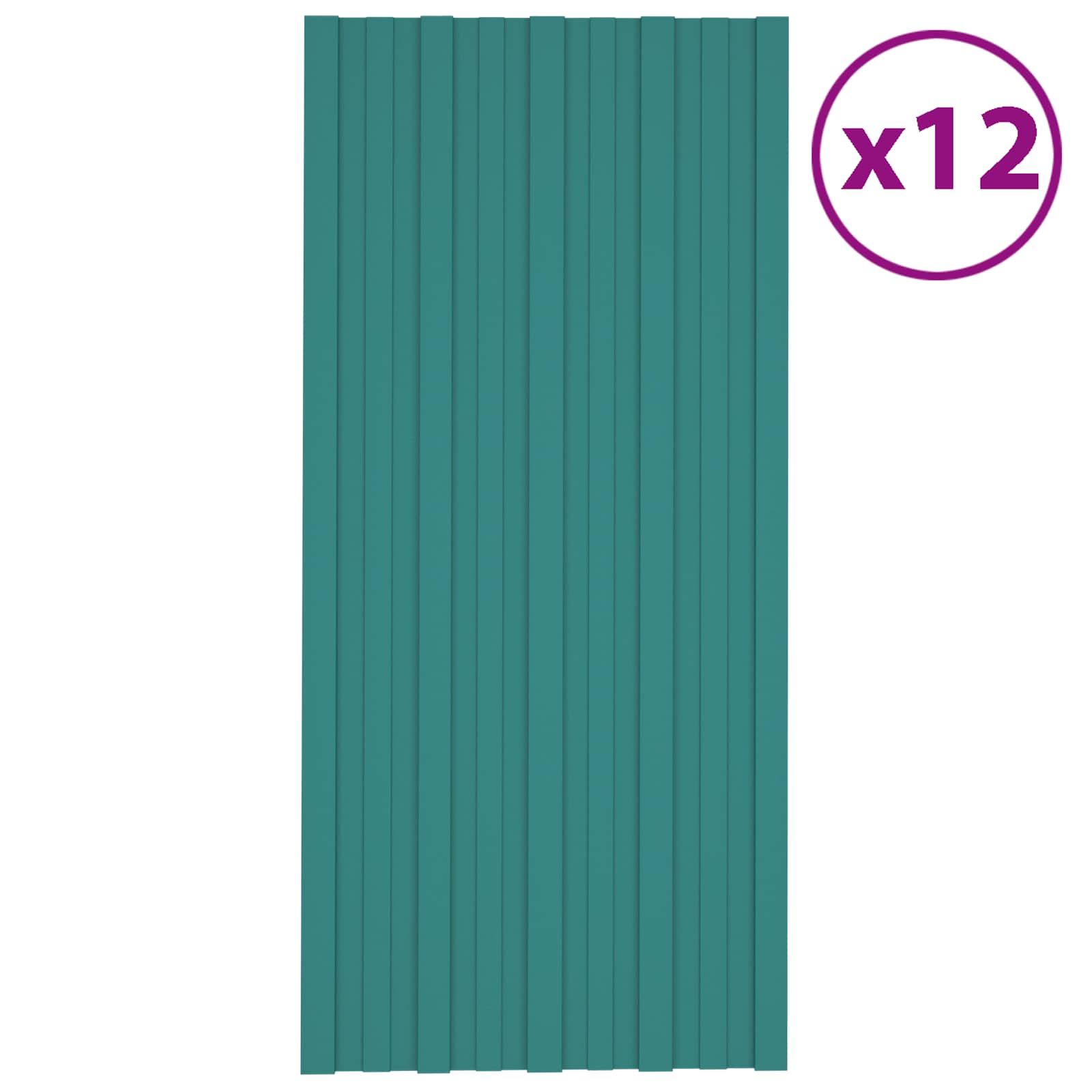 Dachpaneel 12 pcs Grün 100 x 45 cm Verzinkter Stahl