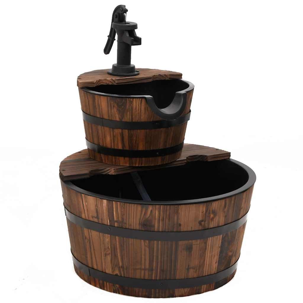 Gartenbrunnen mit Pumpe 44,5x44,5x58 cm Massivholz Tanne