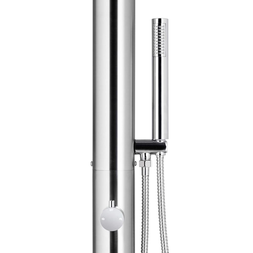 Gartendusche mit Grauer Bodenplatte 225 cm Edelstahl