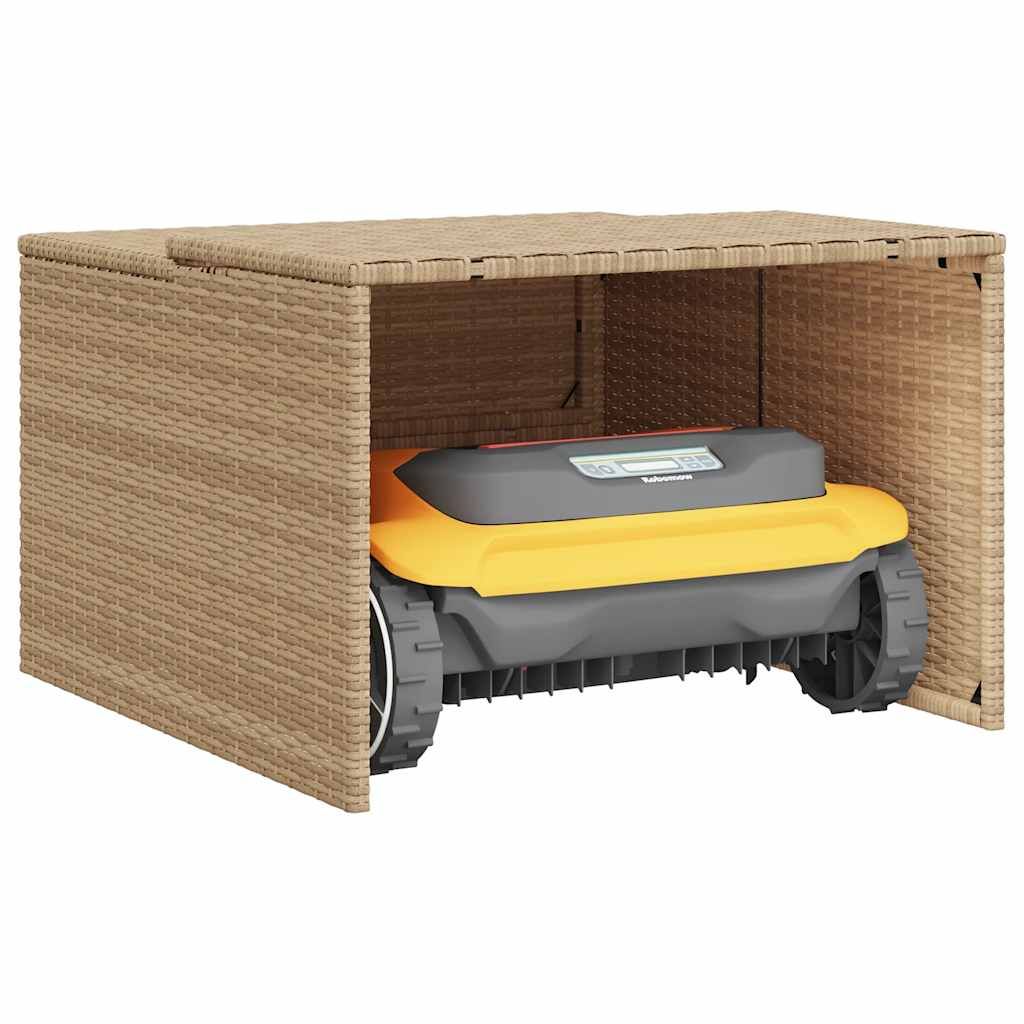 Mähroboter-Garage Beige 86x90x52/57 cm Poly Rattan