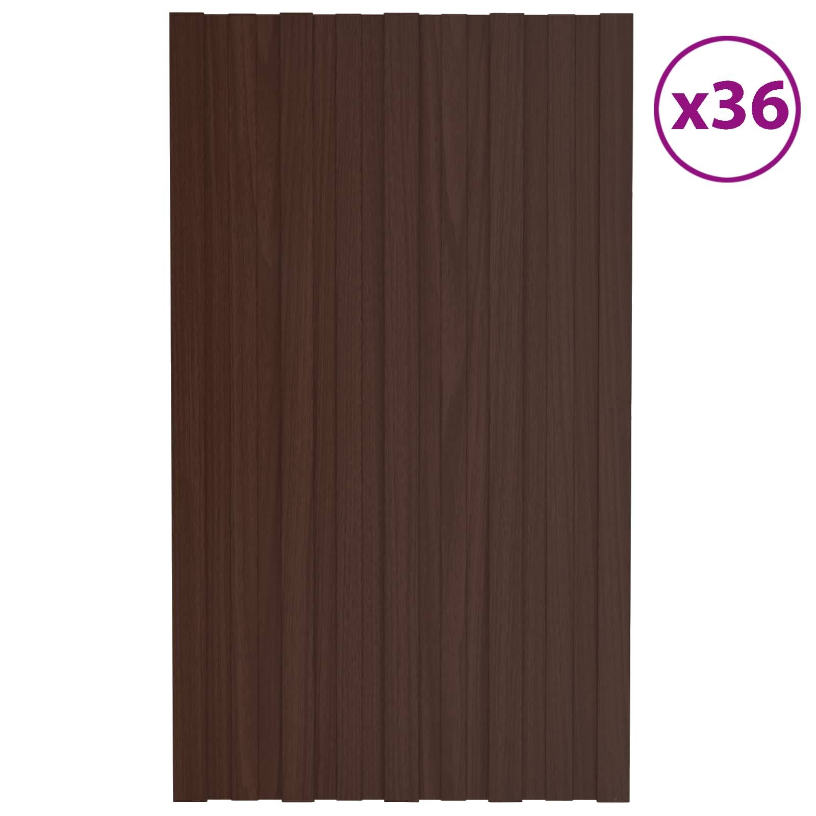 Dachpaneel 36 pcs Braun 80 x 45 cm Verzinkter Stahl