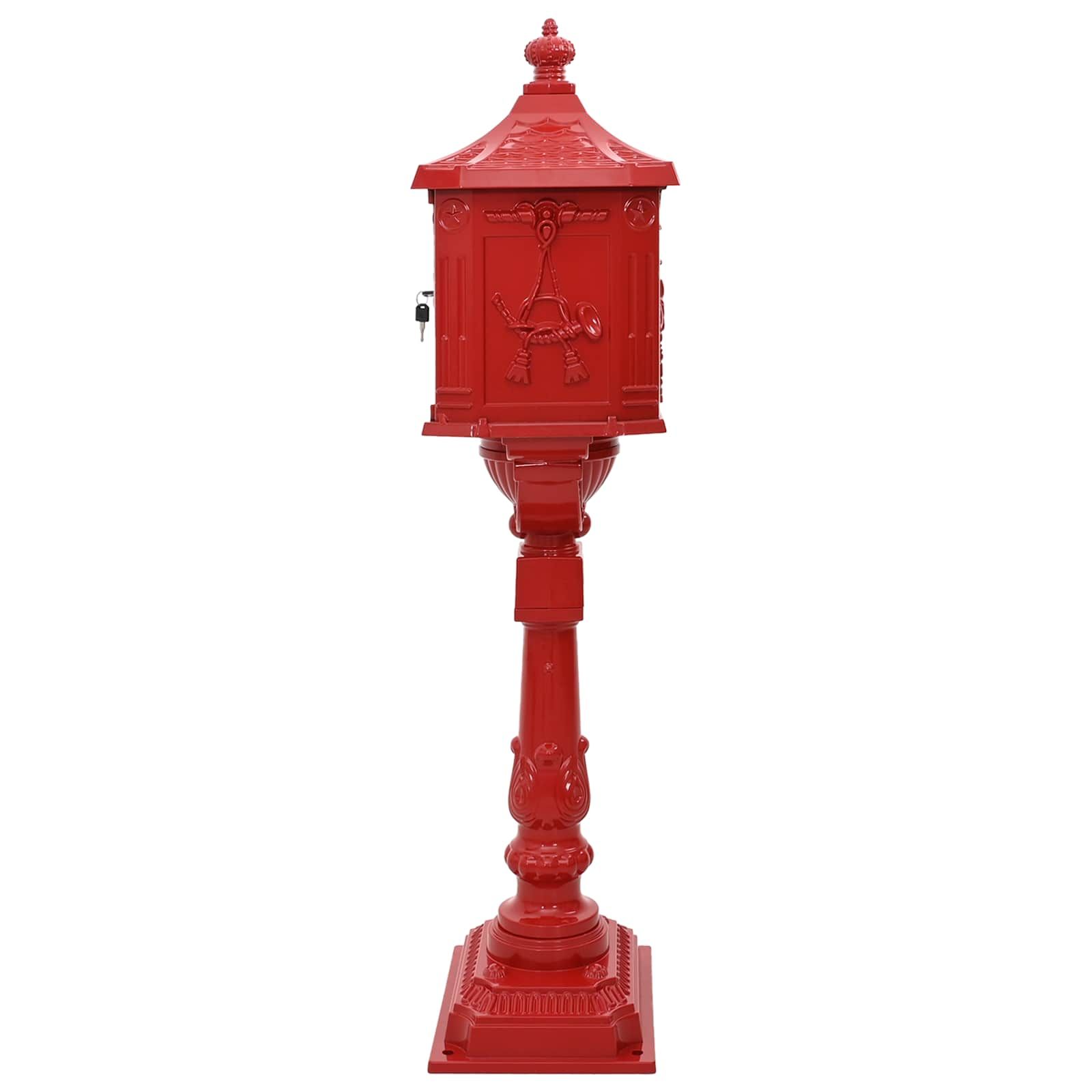 Stehender Briefkasten Rot 42,5 x 29,5 x 117 cm Gussaluminium