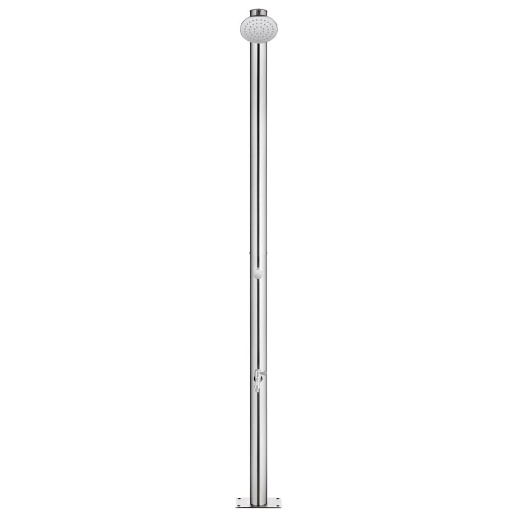 Gartendusche mit Brauner Bodenplatte 220 cm Edelstahl