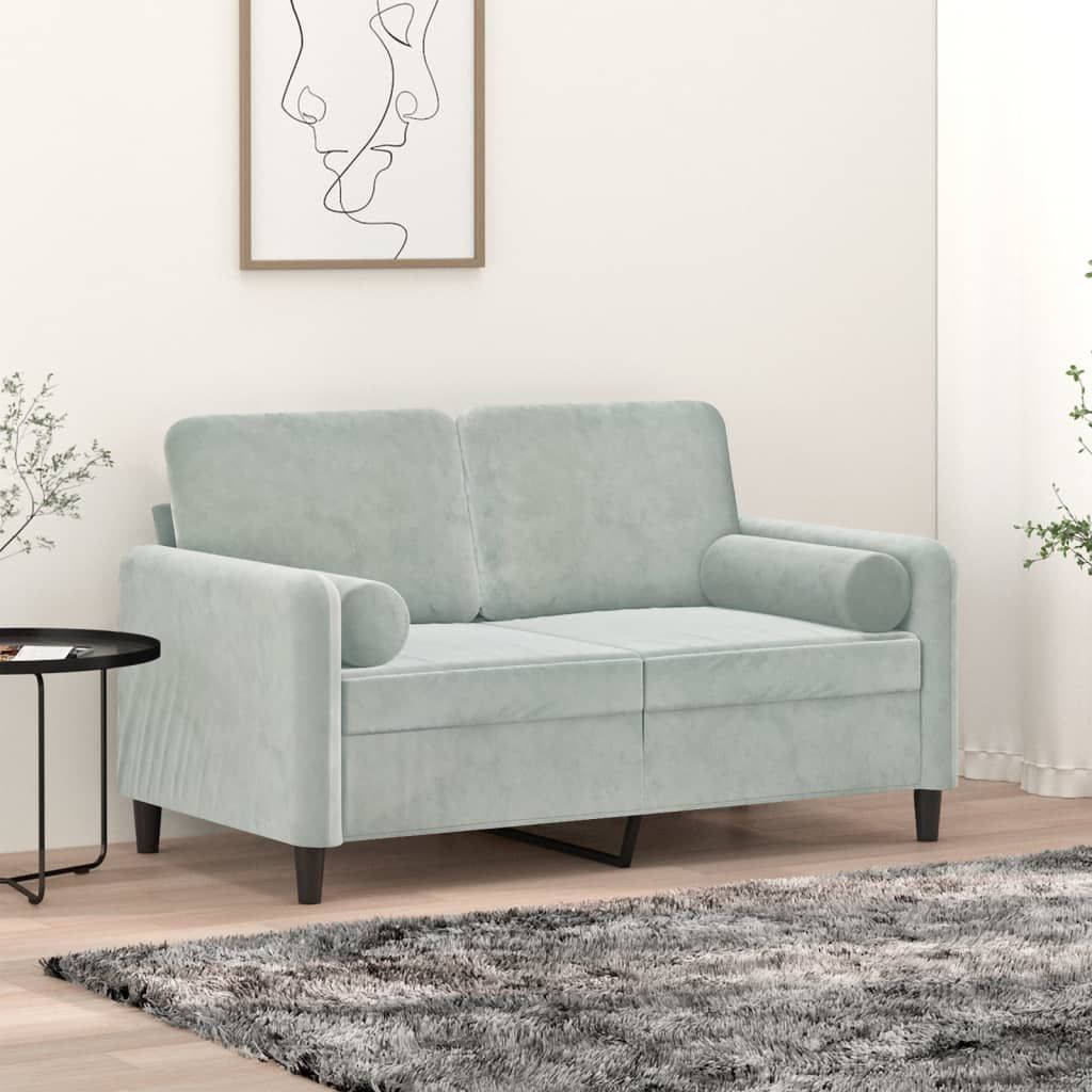 Zierkissen 2 Stk. Hellgrau Ø15x50 cm Samt