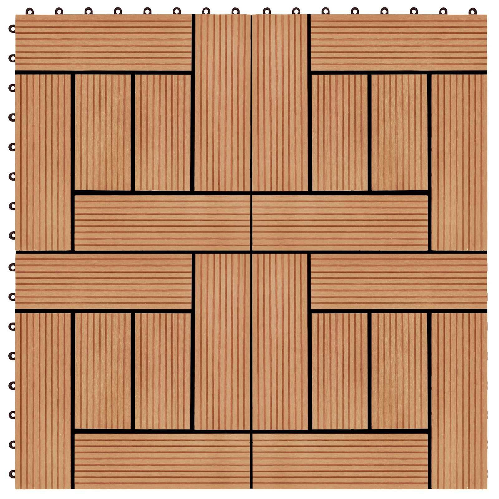 Terrassenfliese 22 stk. Teak 30 x 30 cm WPC