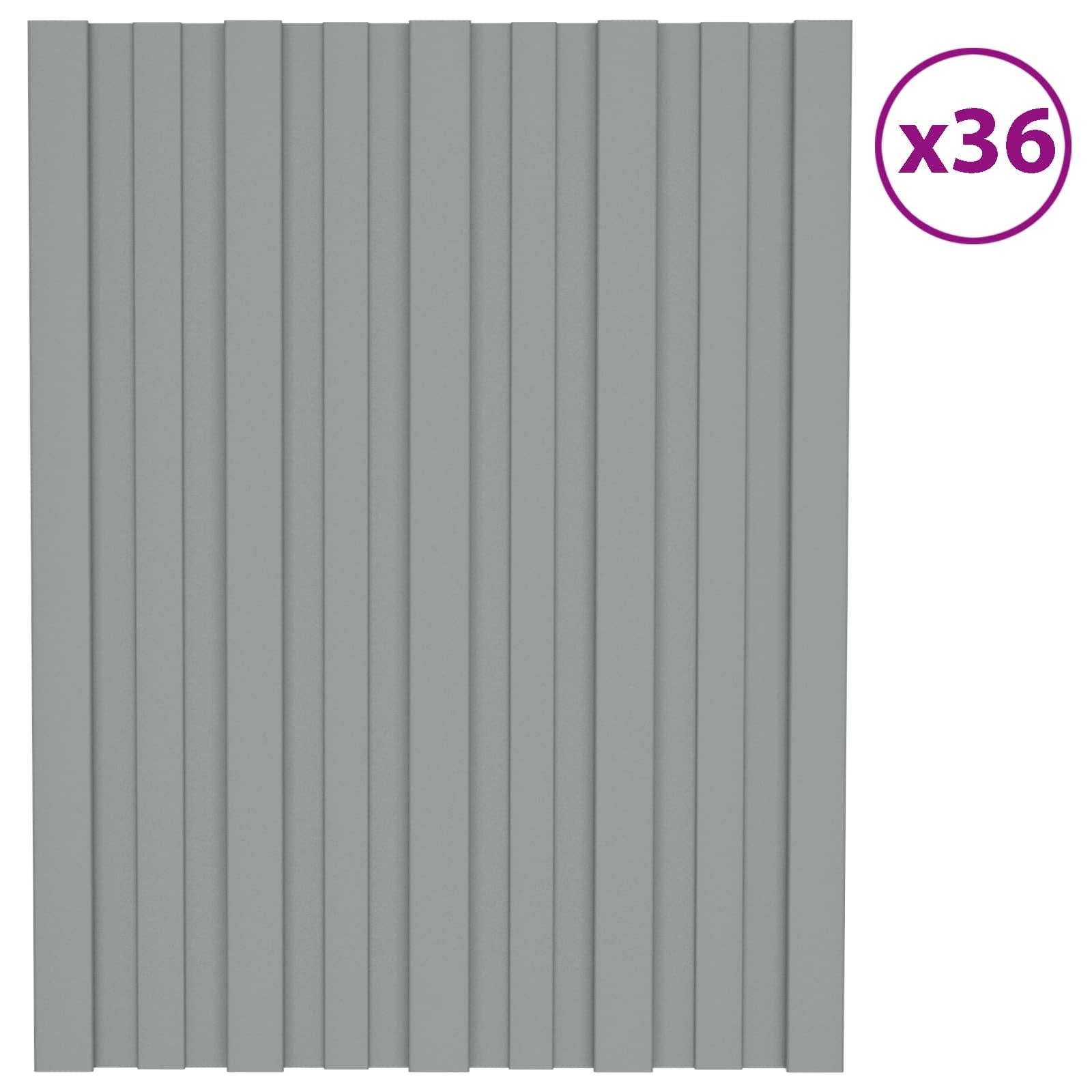 Dachpaneel 36 pcs Grau 60 x 45 cm Verzinkter Stahl