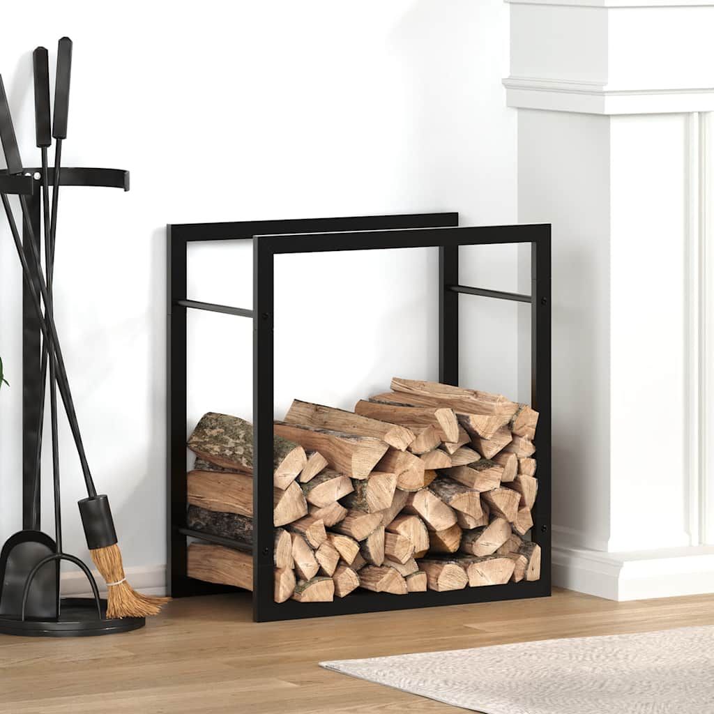 Brennholzregal Mattschwarz 50x28x56 cm Stahl