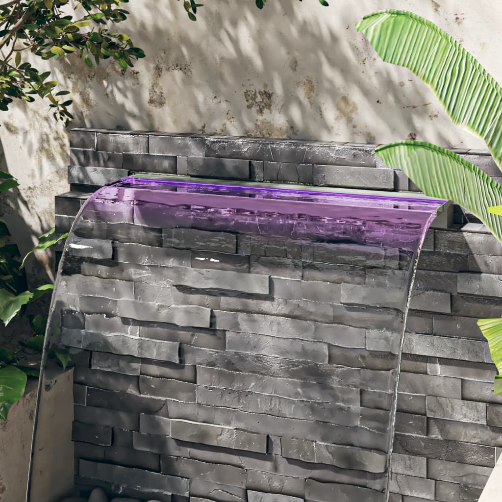 Wasserfall-Element mit RGB LEDs Edelstahl 108 cm