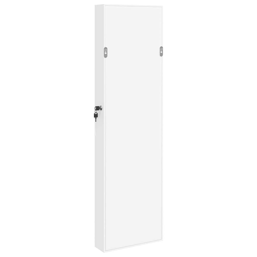 Schmuckschrank mit Spiegel Wandmontage Weiß 30x8,5x106 cm