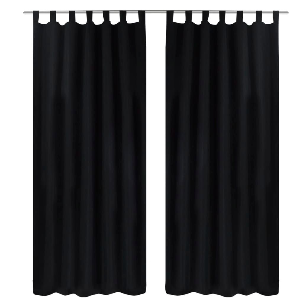 Vorhänge Gardinen aus Satin 2-teilig 140 x 225 cm Schwarz