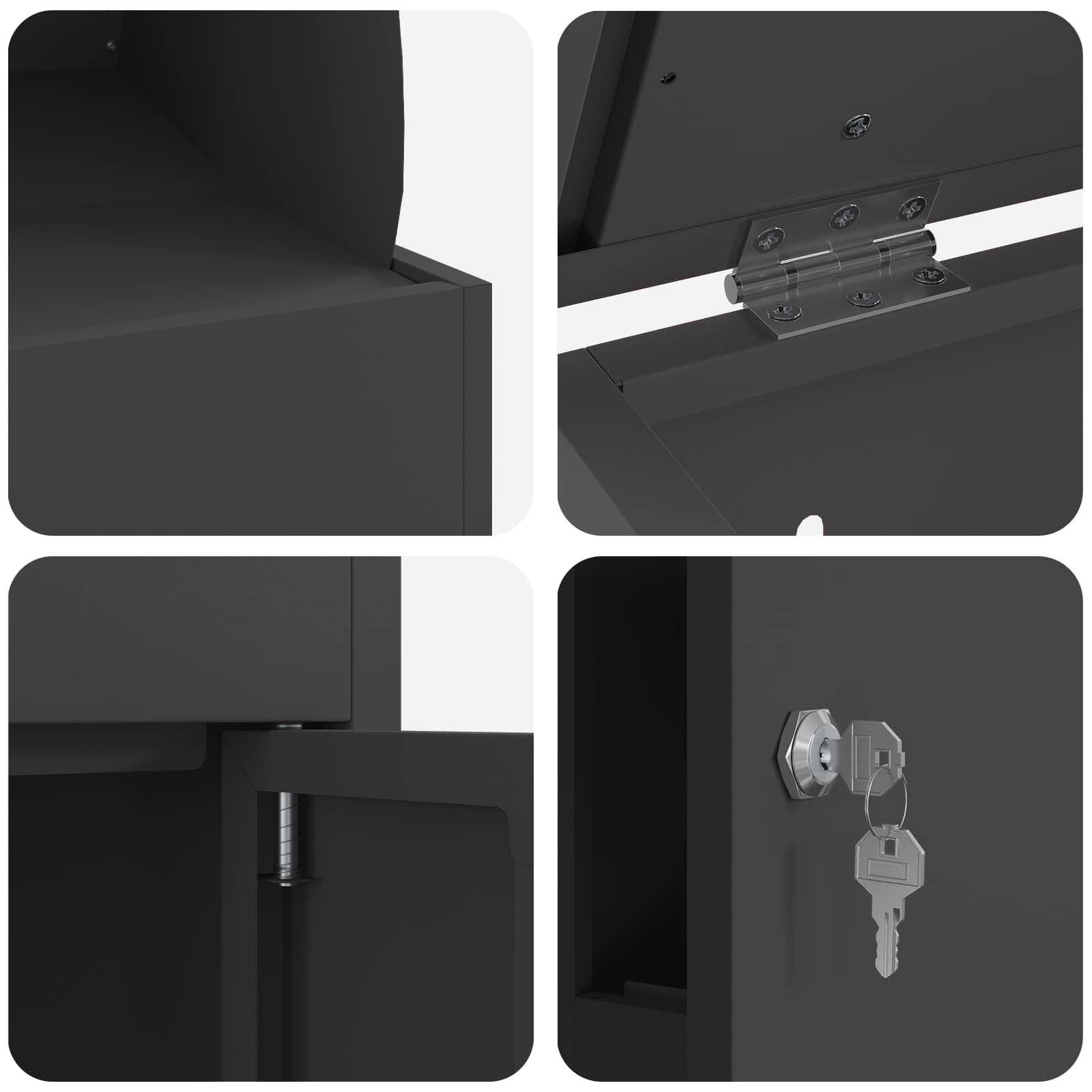 Paketdrop-Box mit Speicher Schwarz 47,5 x 38 x 59 cm Stahl