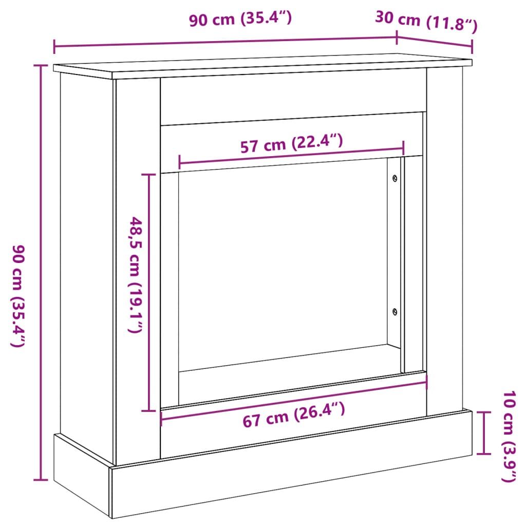 Kaminumrandung Grau Sonoma 90x30x90 cm Holzwerkstoff