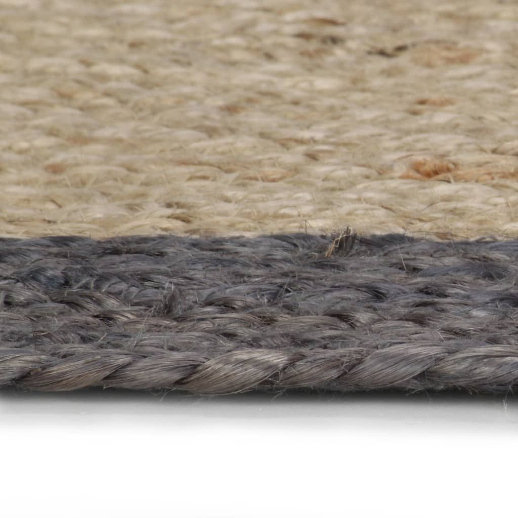 Teppich Handgefertigt Jute mit Dunkelgrauem Rand 90 cm