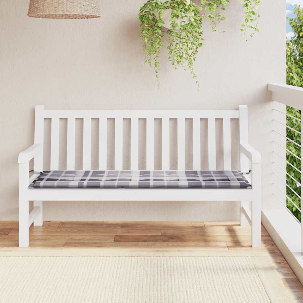 Gartenbank-Auflage Grau Karomuster 150x50x4 cm Oxford-Gewebe