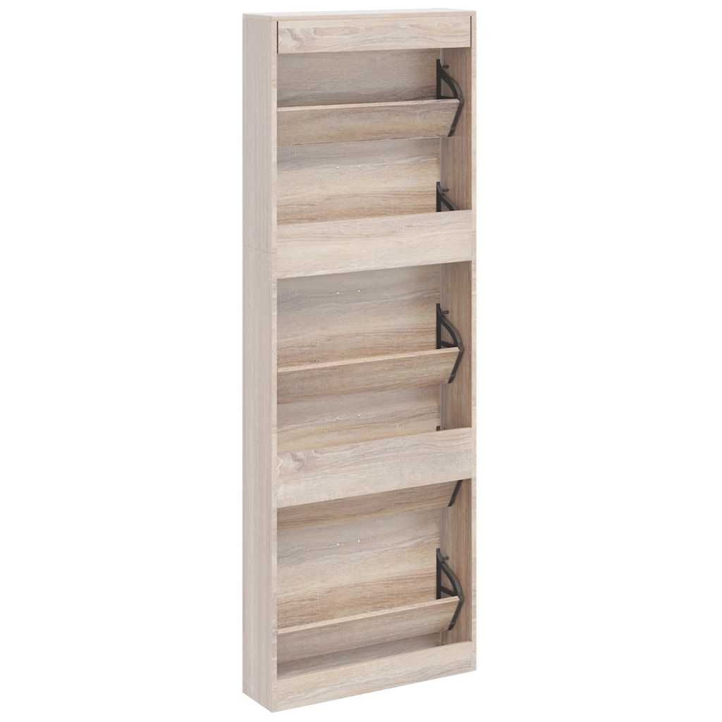 Schuhschrank mit 5 Schuhkippern Holz Eichen-Optik
