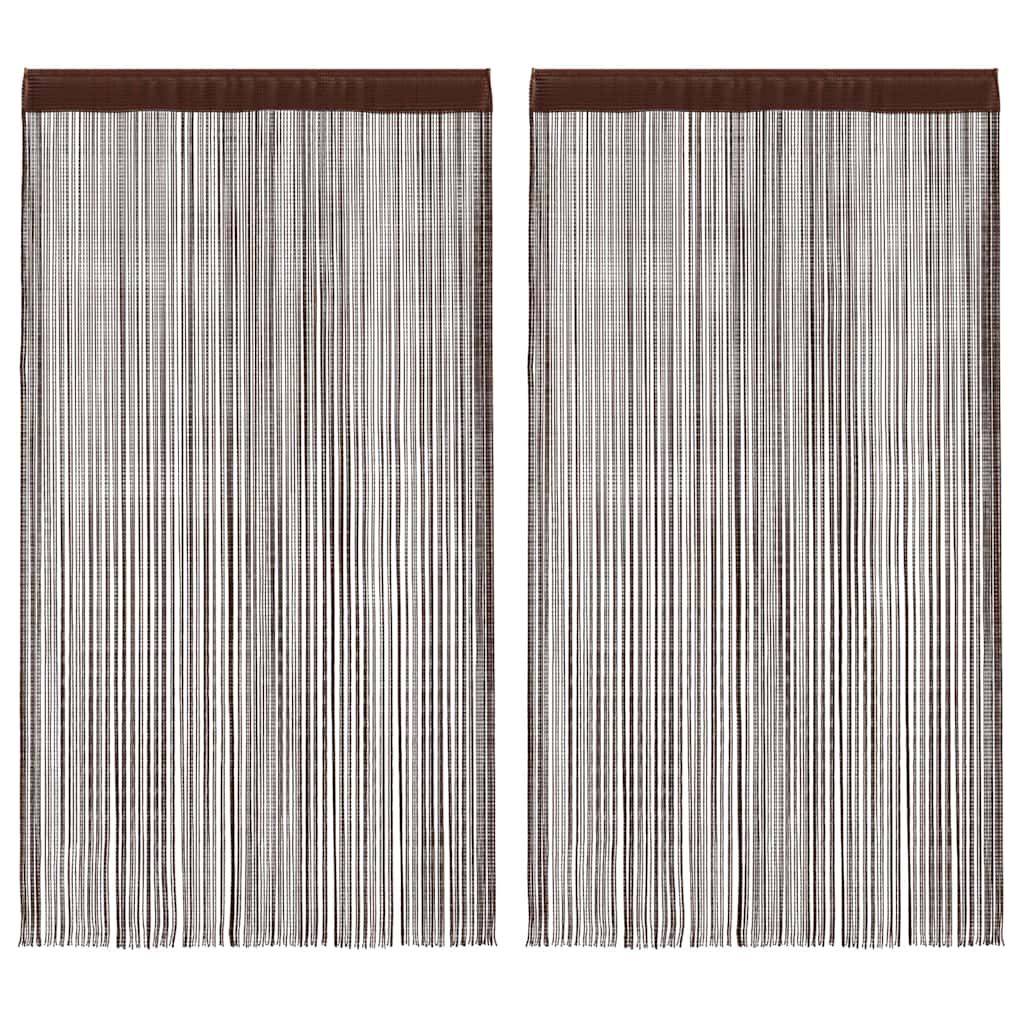 Fadenvorhänge 2 Stk. 140 x 250 cm Braun