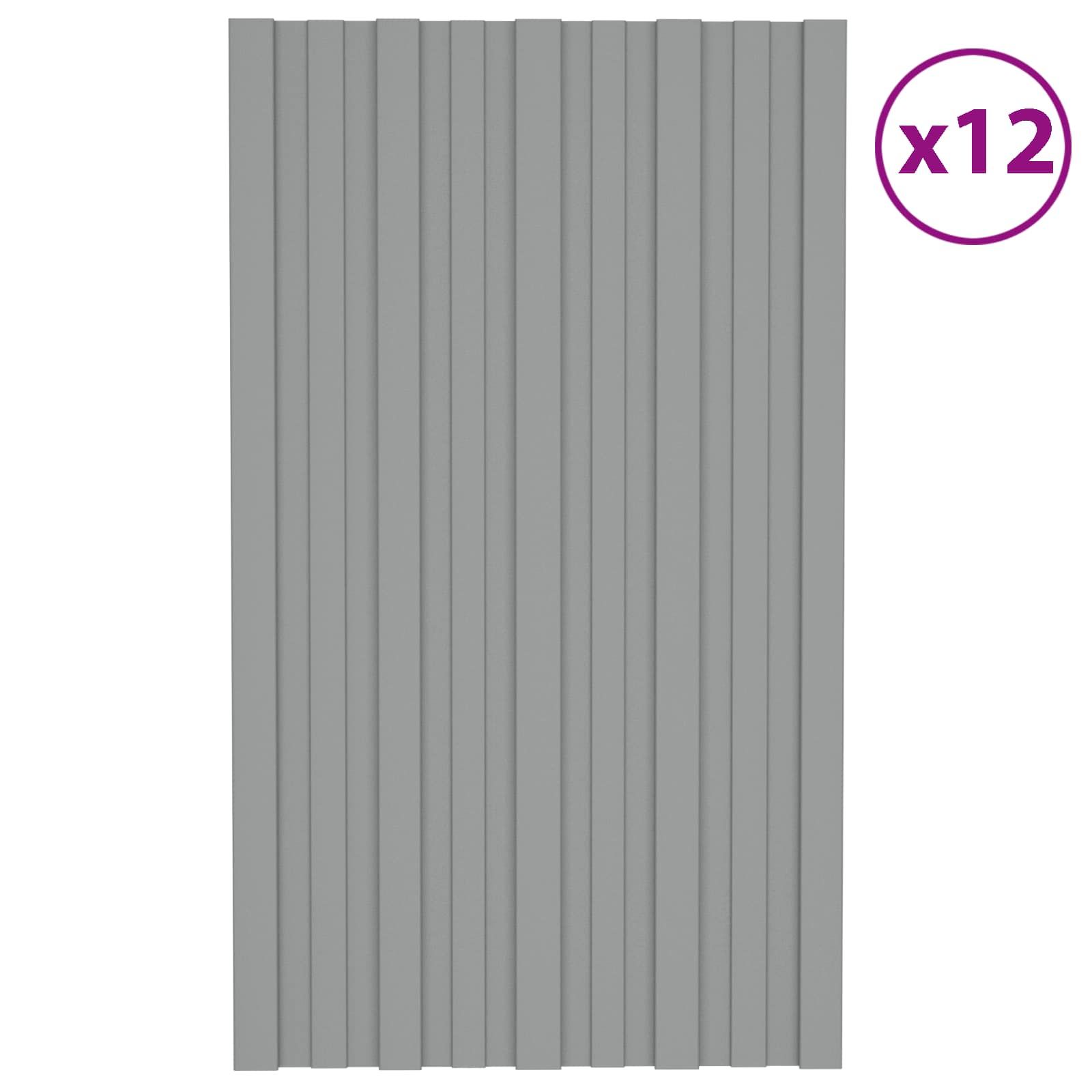 Dachpaneel 12 pcs Grau 80 x 45 cm Verzinkter Stahl