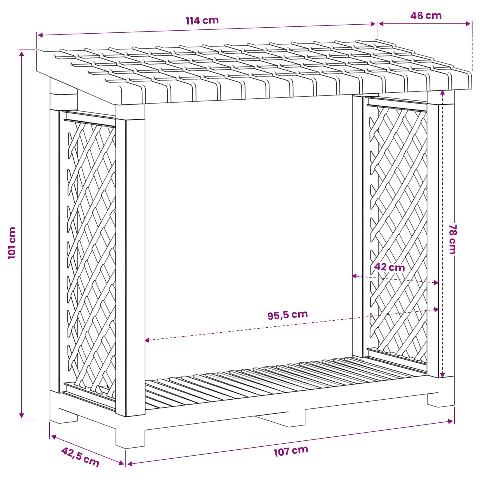 Brennholzregal 114 x 46 x 101 cm PP Anthrazit
