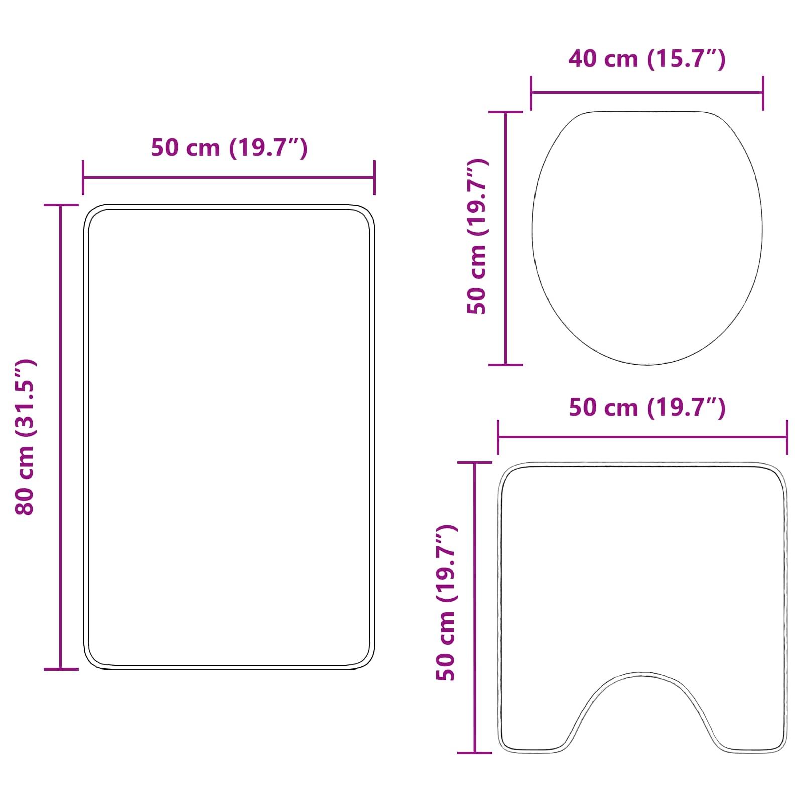 Anti-Rutsch Badematten-Set 3 pcs Braun PP