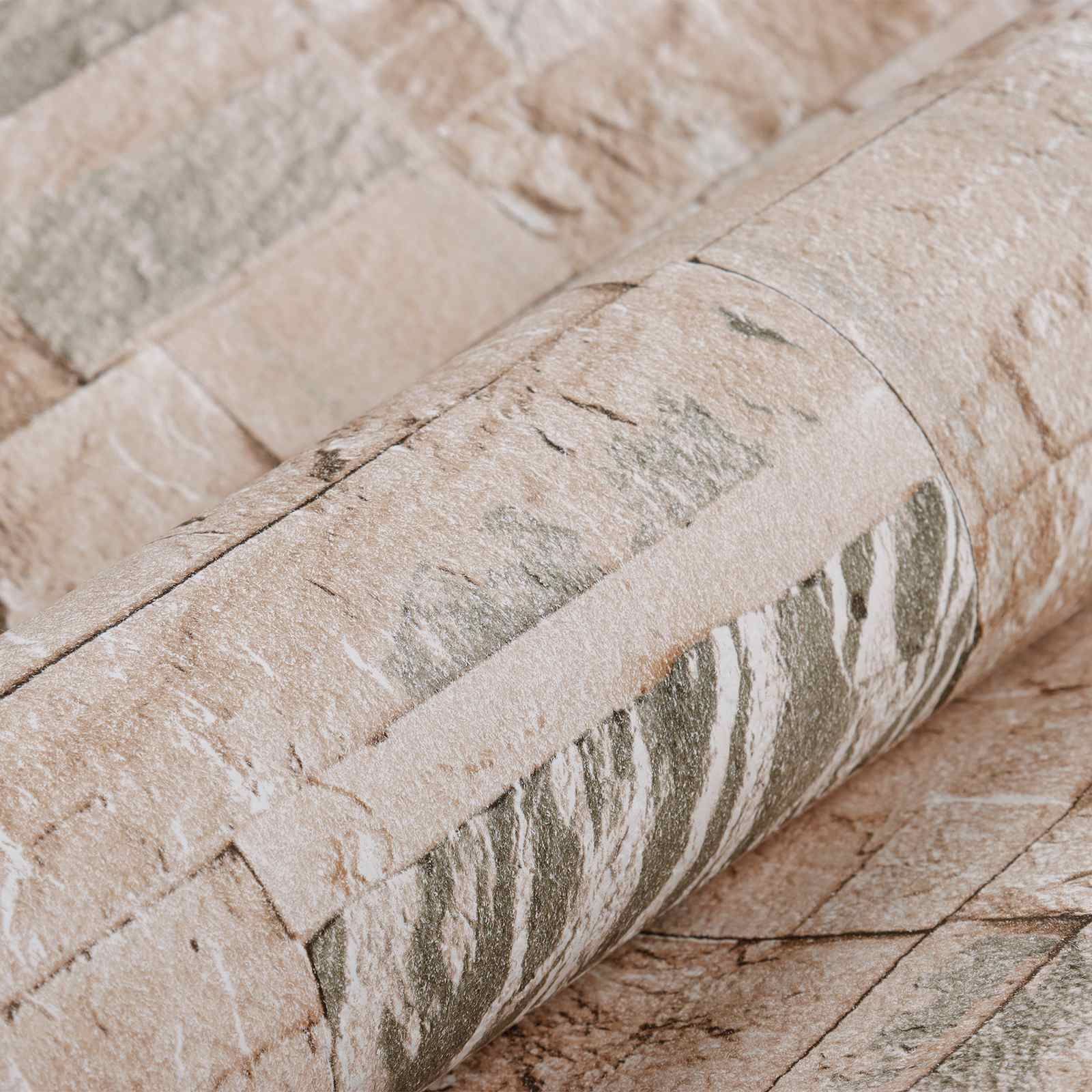 3D Stein Tapete Beige 10 x 0,53 m Vliesstoff