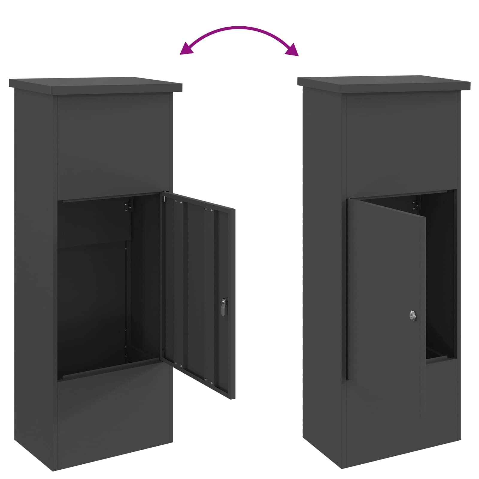 Paketdrop-Box mit Speicher Schwarz 44,5 x 29 x 110,5 cm Stahl