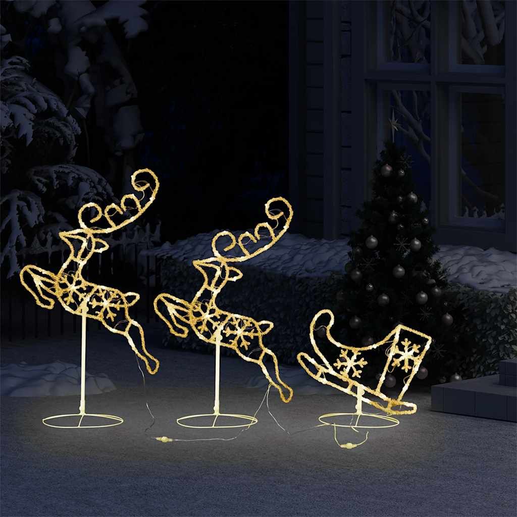 Weihnachtsdeko LED Rentiere & Schlitten Acryl 260x21x87 cm
