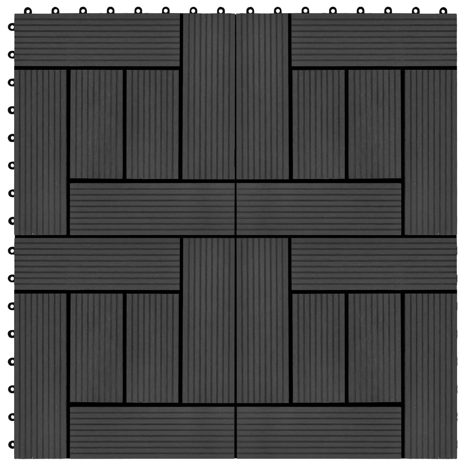 Terrassenfliese 22 stk. Schwarz 30 x 30 cm WPC