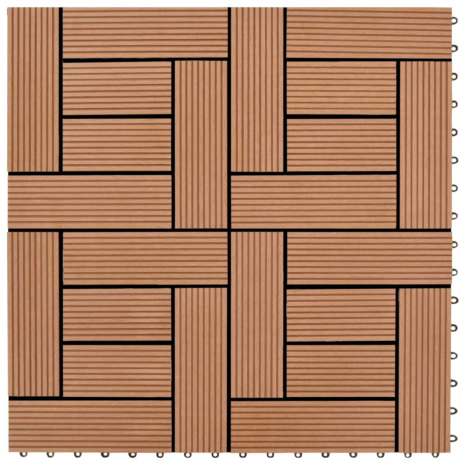 Terrassenfliese 22 stk. Braun 30 x 30 cm WPC