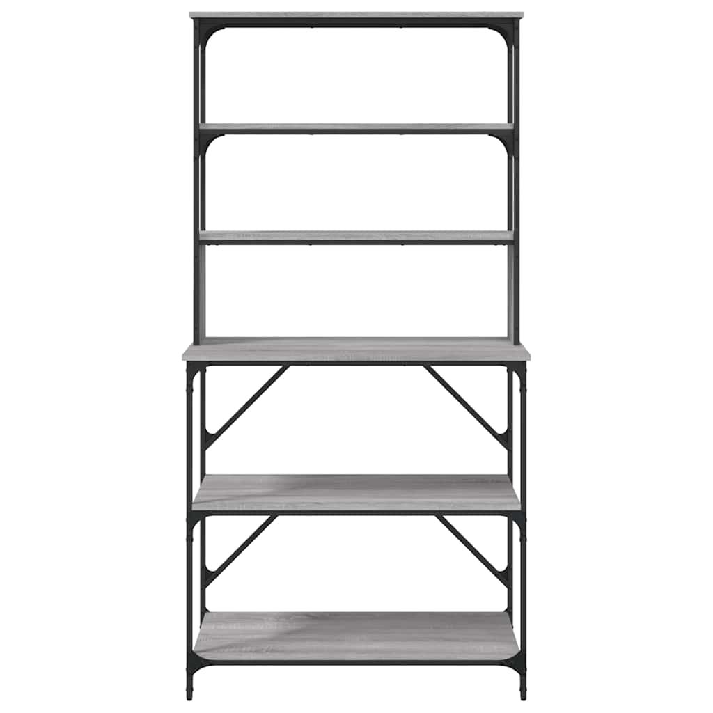 Bäckerregal 6 Fächer Grau Sonoma 90x40x180 cm Holzwerkstoff