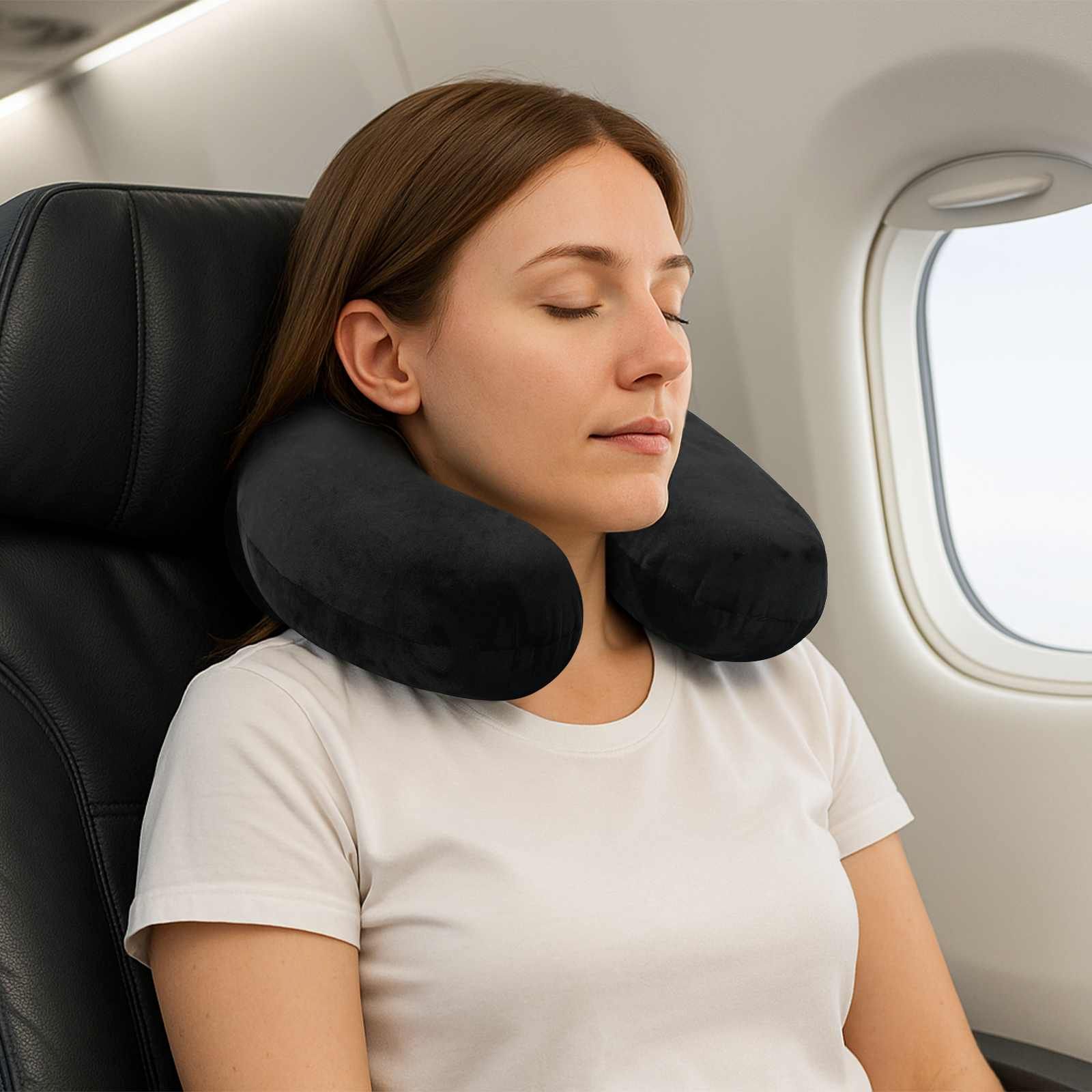 Reisekopfkissen für den Nacken Schwarz Viscoschaum
