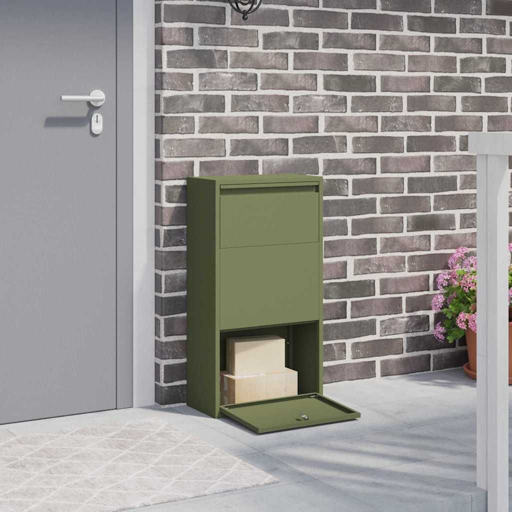 Paketdrop-Box mit Speicher Olive Grün 44 x 22 x 82 cm Stahl