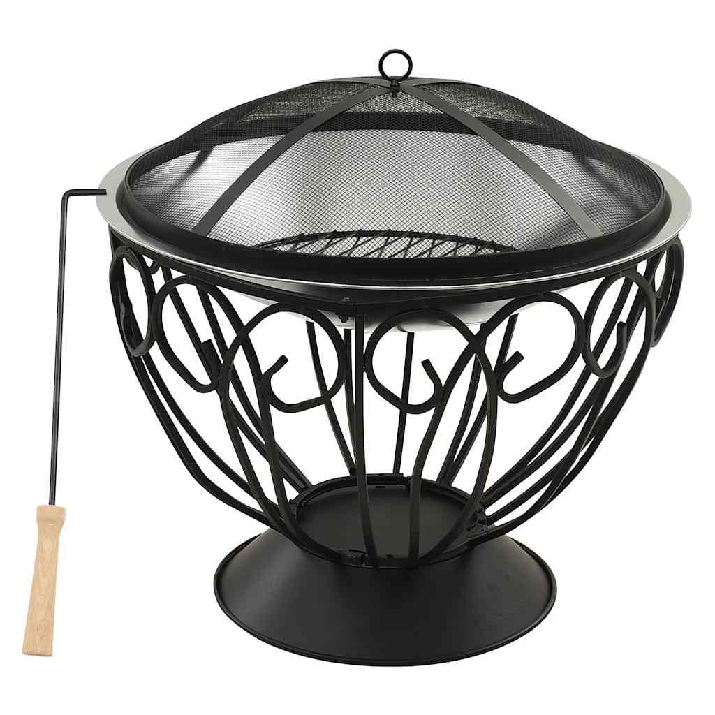 2in1 Feuerschale und Grill mit Schürhaken 59x59x60 cm Edelstahl