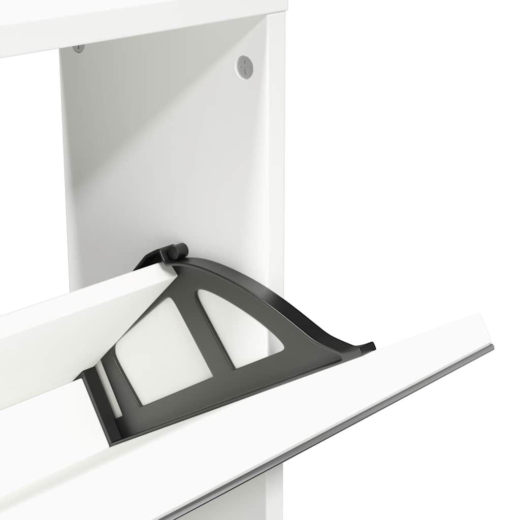 Schuhschrank mit 5 Fächern Spiegel Weiß 63×17×169,5 cm