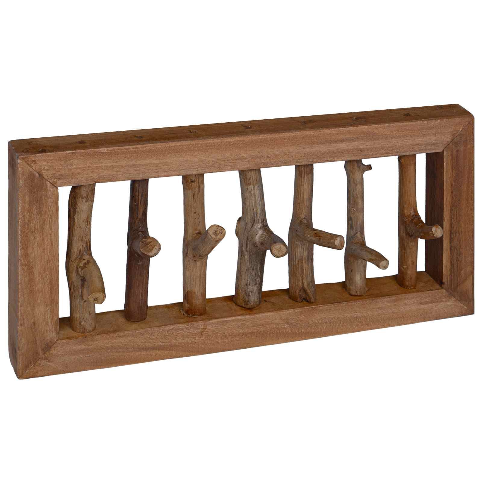 Mantelhaken Natur 50 x 10 x 25 cm Massives Mahagoni Holz