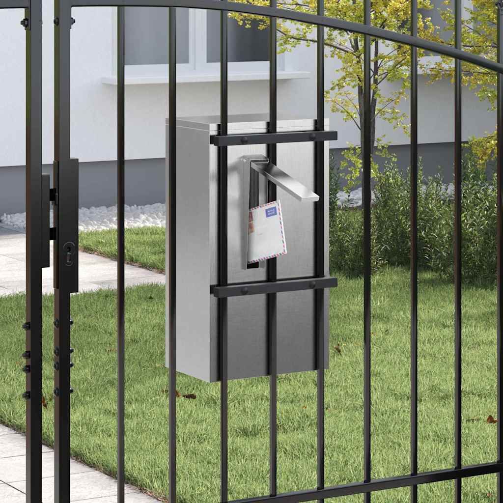 Briefkasten mit Speicher Silber 30 x 20 x 55 cm Edelstahl