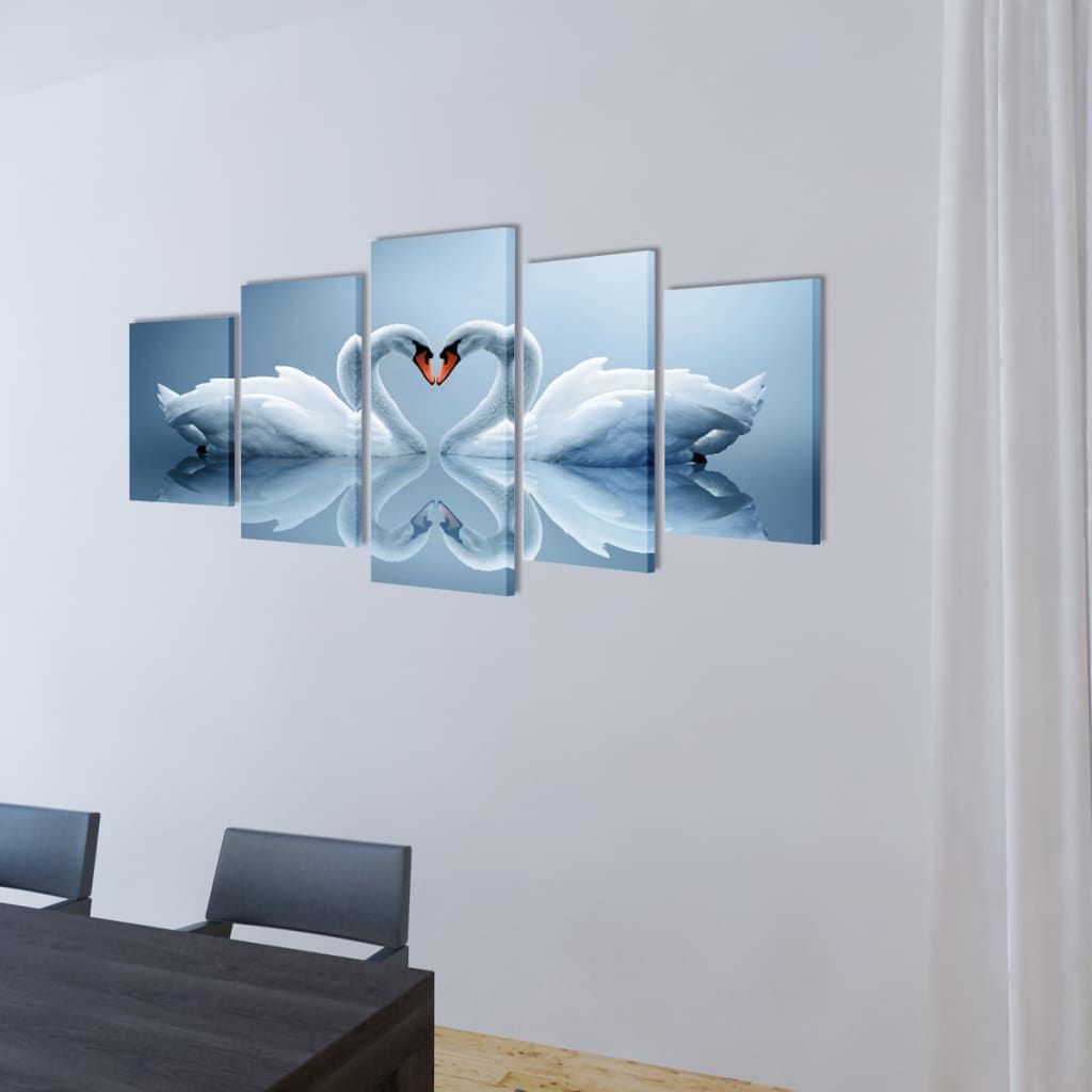 Bilder Dekoration Set Schwan 100 x 50 cm
