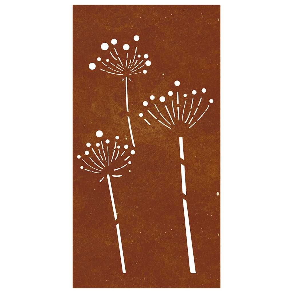 Garten-Wanddeko 105x55 cm Cortenstahl Blumen-Design