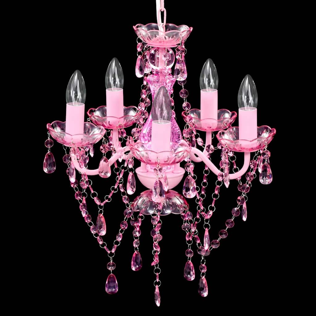 Kronleuchter 5 Glühbirnen Rosa