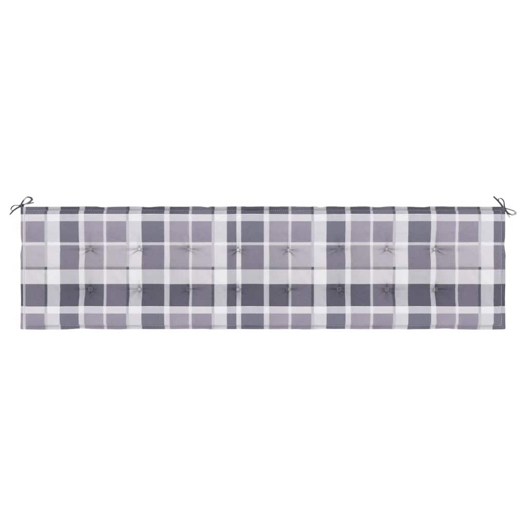 Gartenbank-Auflage Grau Karomuster 200x50x4 cm Oxford-Gewebe