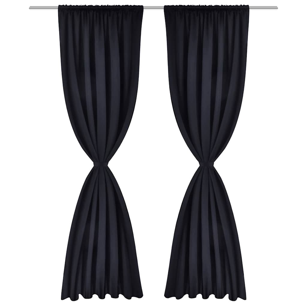 Verdunkelungs-Vorhänge mit Schlaufen 135 x 245 cm Schwarz blackout